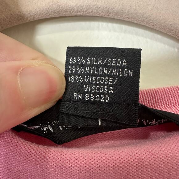 3X August Silk Bubblegum Pink Silk Blend Cardigan Sweater Y2K Preppy Luxury Soft - Picture 4 of 6